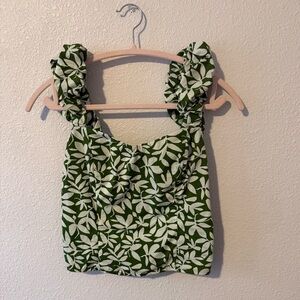 Abercrombie Green Leaf Print Women's Top